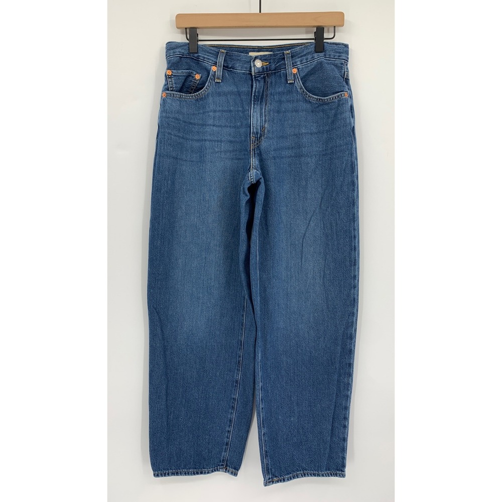 Levis Wide Leg Jeans Womens 28 Blue Baggy Dad Medium Wash Denim Pants